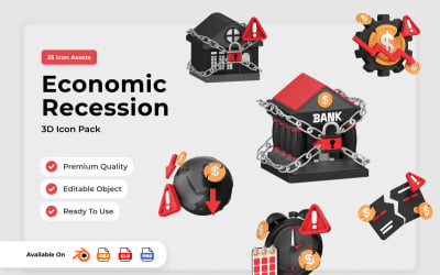 Economic Recession 3D Icon Pack