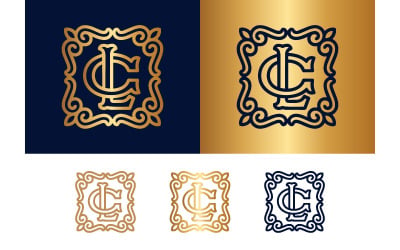 Monogram LC framed ornate emblem for identity.
