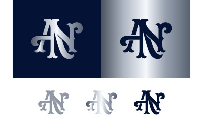 Ren AN-monogramlogotyp i silver och marinblått.