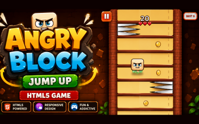 Angry Block — Jump Up! | Jeu de saut sans fin HTML5
