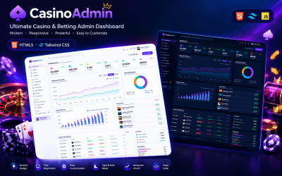 CasinoAdmin — Painel de administração definitivo para cassinos e apostas em HTML5 com Tailwind e CSS.