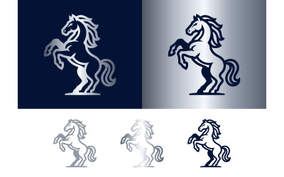 Silhouet van een paard dat op zijn achterpoten steigert.