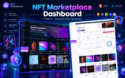 Plantilla HTML5 Tailwind CSS para el panel de control del mercado NFT