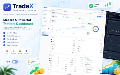 TradeX - Dashboard voor aandelenhandel HTML5 Tailwind CSS-sjabloon