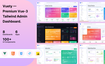 Vuety – Modelo Premium de Painel de Administração CSS para Vue 3 + Tailwind