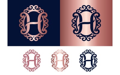 Elegant monogram H in oval frame for branding.