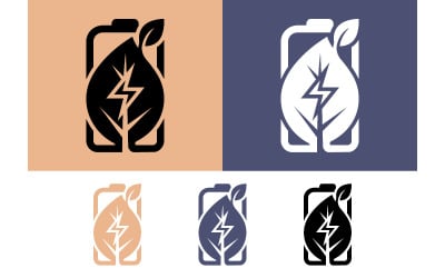 Logo de feuille de batterie, symbole d&amp;#39;énergie et de technologie verte.