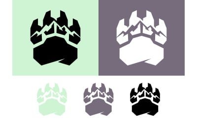 Abstract embleem met berenpootafdruk als ontwerpelement.