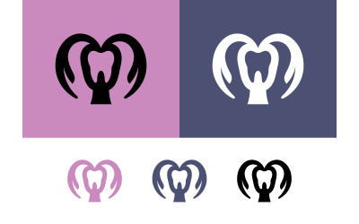 Tooth with embracing hands logo icon.