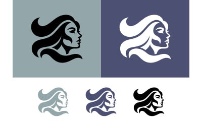Woman profile hair logo for beauty brand.