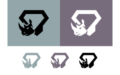 Tête de rhinocéros à l&amp;#39;intérieur d&amp;#39;un logo en forme de losange géométrique.