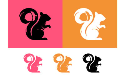 Squirrel with acorn vector icon for design.