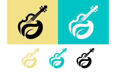 Violin and leaf logo for nature music harmony.