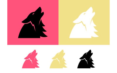 Wolf howling black silhouette icon.