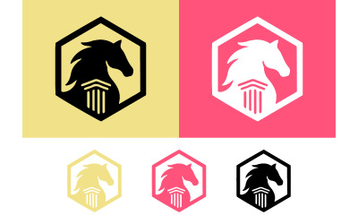 Horse and column logo modern hexagonal vector graphic.