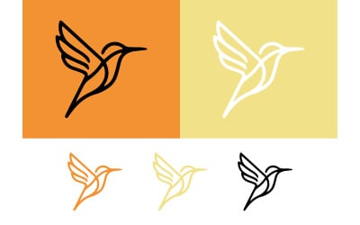 Hummingbird logo design orange yellow background.