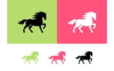 Silhouette d&amp;#39;un cheval au galop sur fond coloré pour le design.
