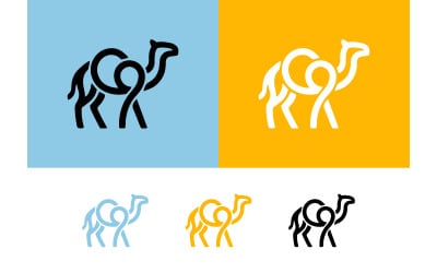 Symbole abstrait de chameau aux lignes fluides et colorées.