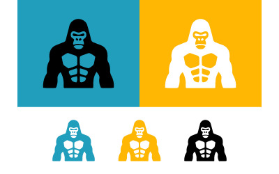 Gorilla borstspieren met blauwe of oranje achtergrond.