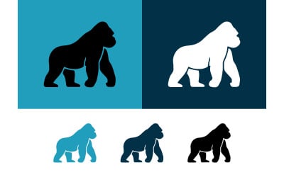 Apa walking logotyp ren djur siluett.