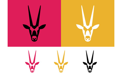 Ontwerp van een oryxkop in roze en geel.