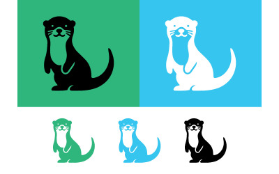 Logo mignon de loutre en vert et noir.
