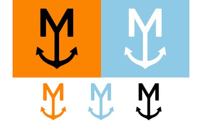 Logo intégrant une ancre et la lettre m.