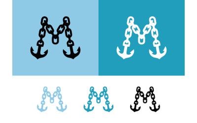 Anchor chain m logo design.
