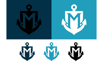 Anchor m badge emblem marine logo.