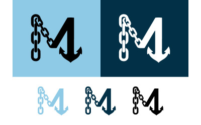 Anchor m monogram chain logo nautical.