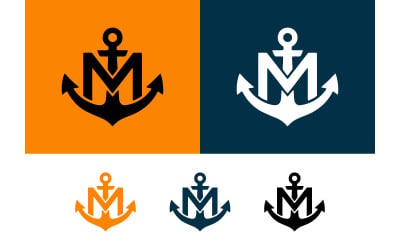 Anchor m monogram design naval emblem.