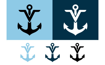 Anchor v letter logo nautical emblem.