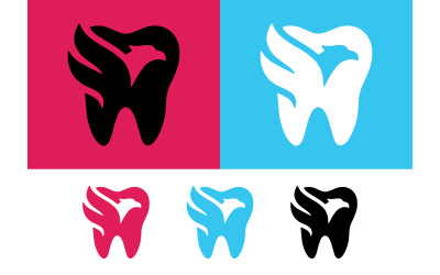 Logo met adelaar en tand in silhouet op een blauwe achtergrond.