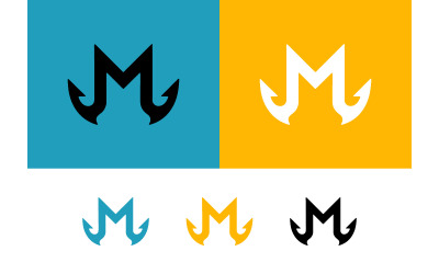 Monogram m logo hooks on blue and orange.