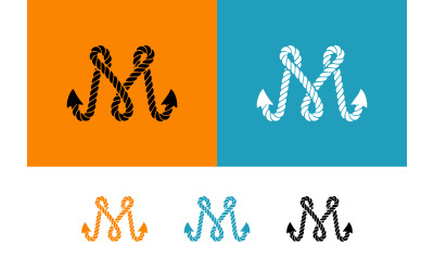 Rope anchor M letter logo designs and variations.