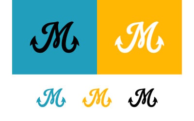 Logo mit dem Buchstaben „m“ in Schreibschrift und Pfeilelementen.