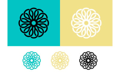Abstract floral graphic black yellow.
