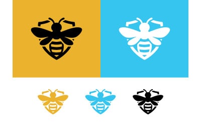 Bee emblem shield logo design yellow blue.
