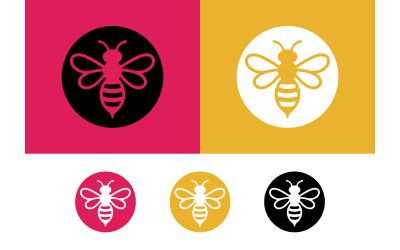 Bee icon in circle pink yellow background.