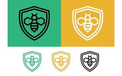 Bee shield logo black white and yellow design.