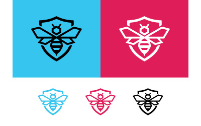 Bee shield logo in colors for business.