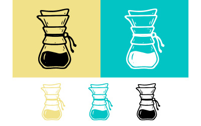 Caffettiera Chemex su sfondo giallo.