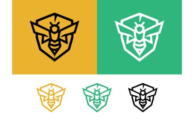 Geometric bee shield logo for business emblem.