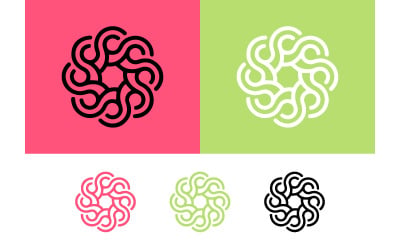 Intertwined geometric shapes forming circular pattern.