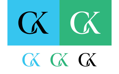 Conception de logo monogramme ck noir, bleu et vert.