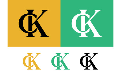 Monogram logo design ck in striking colors.