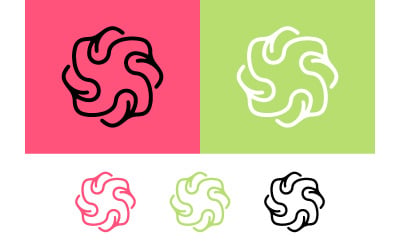 Organic swirling loops on pink and green background.