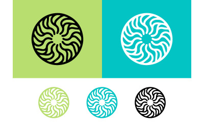 Swirling mandala patterns on green and blue background.