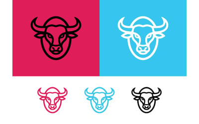 Bull head emblem logo design on pink.