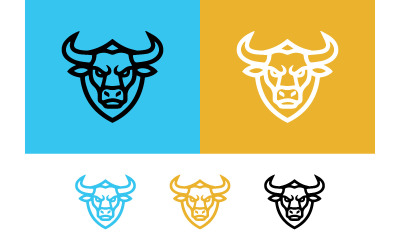 Bull head shield emblem in yellow and blue.